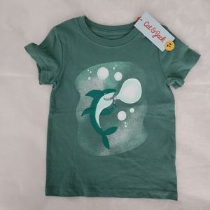 💕🦈NWT Cat & Jack baby toddler short sleeve tee shirt shark bubbles green 12m